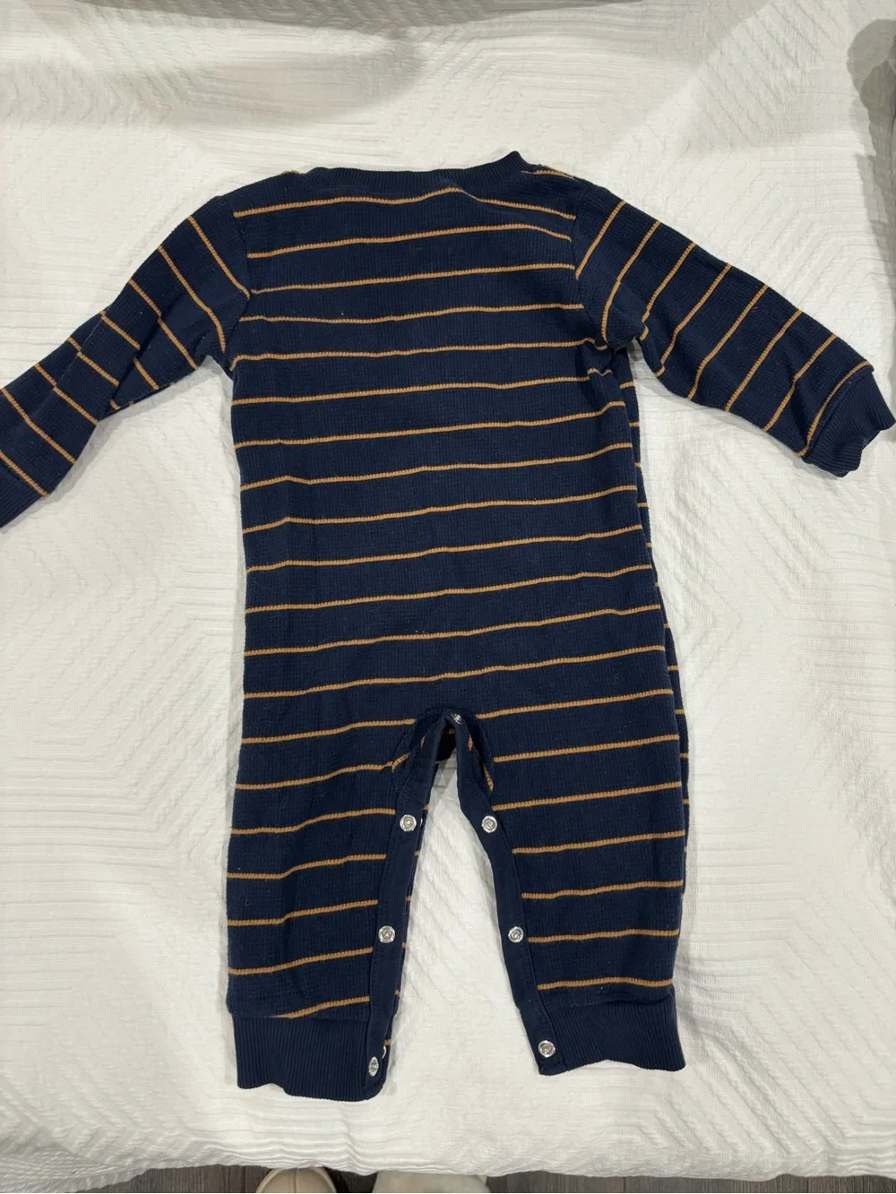 Tommy Hilfiger Navy Blue with Tan Stripe Baby Footie